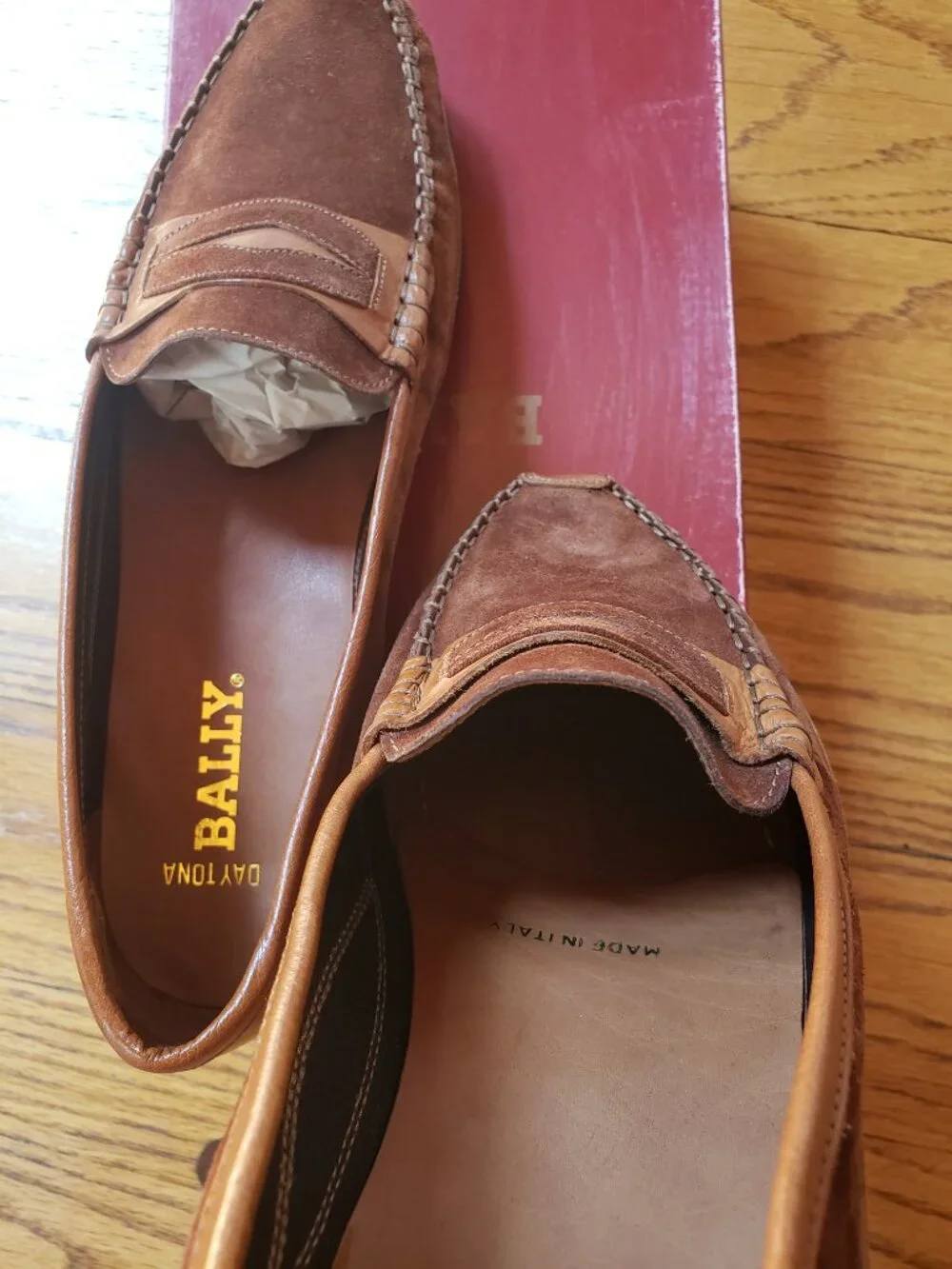 Bally Penny Loafers 10.5M Brown Suede Leather Daytona Italy NOS